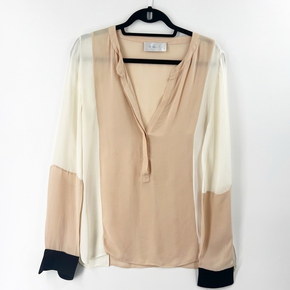 A.L.C. Tops - ✅ A.L.C. Dorset Color Block Silk Popover Blouse Khloe Kardashian Size S